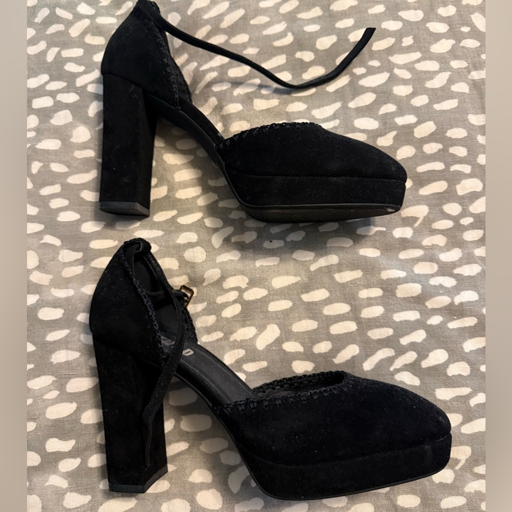 Black suede heels